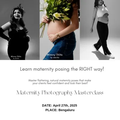 A collage of three distinct maternity looks, showcasing the variety and quality taught in the masterclass.