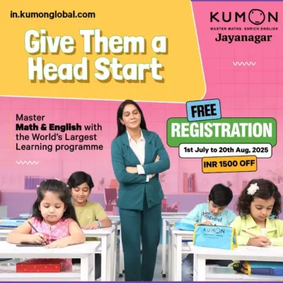 Give your child a head start with our proven learning program. This shows me with students in the center, highlighting our free registration offer.