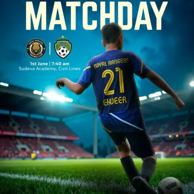 Matchday is here. A promotional graphic for our U-12 team's game in the DSA AIFF Blue Cubs League. We ensure our young players get to experience the excitement of a real matchday.