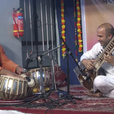 This moment from a performance in Pune captures the joy of creating music together. For me, playing the sitar, especially in an intimate baithak setting, is about this connection with fellow artists and the audience.