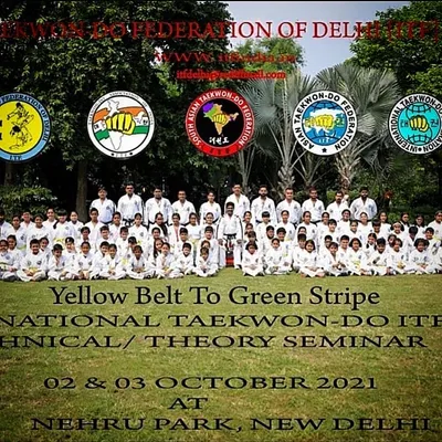 A group photo from our National Taekwon-do ITF Technical and Theory Seminar. These events bring together students of various belt levels to deepen their knowledge.