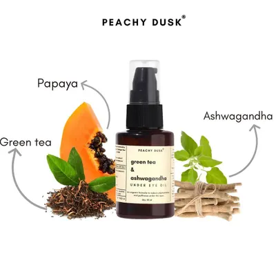 Rejuvenate your under-eye area with the power of Ashwagandha, Green Tea, and Papaya. My under-eye oil is nature's serenade to help you say goodbye to tired eyes and hello to a refreshed glow.