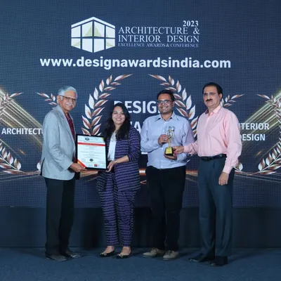 A truly special moment for our studio. Here we are receiving the 'Trusted and Creative Architecture & Interior Design Firm of the Year 2023' award. It was an honor to be recognized by esteemed architects for our commitment to design.