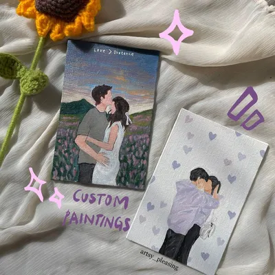 I love making these custom couple paintings. They are such a cute and personal way to capture a special memory, whether it's in a lavender field or a simple hug.