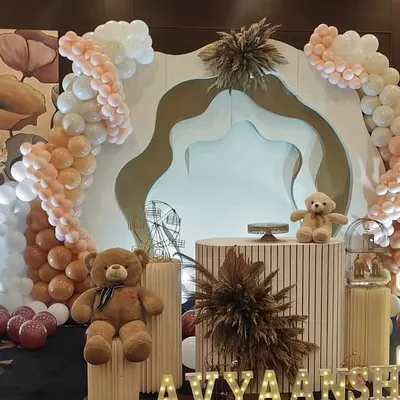 A beautiful and modern teddy bear theme using neutral colors and layered 3D panels for a sophisticated look.