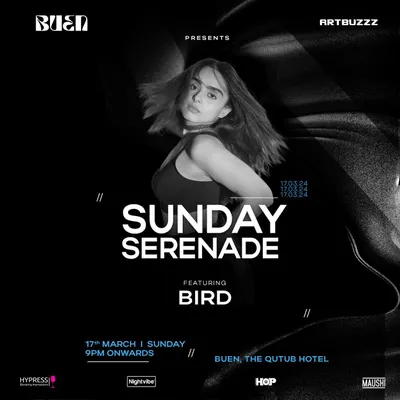 The poster for my 'Sunday Serenade' closing set at Buen in New Delhi. The black and white, high-contrast design reflects the dark, bass-heavy grooves I played that night.