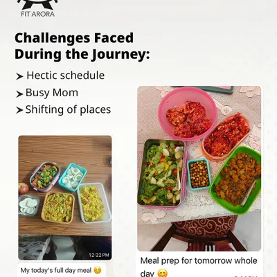 This is my online client Preeti's journey. Despite a hectic schedule and shifting cities, she stayed committed, meal-prepping on the go and finding gyms in new places. Her dedication is proof that you can make progress no matter the challenge.