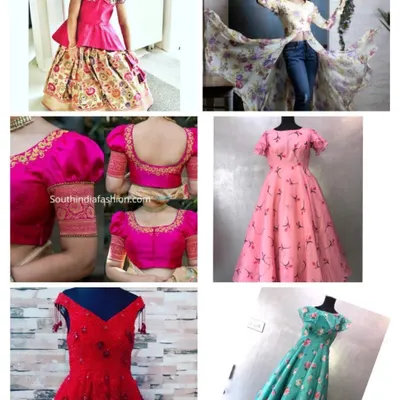 This is a collection of different styles to give you ideas for your custom outfit. We can create anything from a peplum top for a lehenga to a full-length gown or a traditional blouse with detailed sleeves.