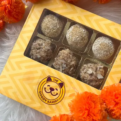 Getting ready for Diwali with dog-friendly laddoos! These are made from pet-safe ingredients so your furry friend can safely enjoy the festival of lights with the rest of the family.