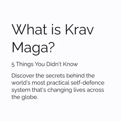 What is Krav Maga? It is the world's most practical self-defense system because it was designed for real-life survival, not for sport or competition.