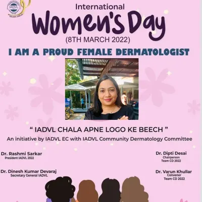 I am a proud female dermatologist, dedicated to community dermatology and public health initiatives through my work with the IADVL. It is a privilege to serve my community and contribute to the field.