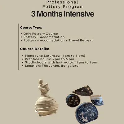 Our flagship offering, the 3 Month Intensive Professional Pottery Program. This course is for those serious about making pottery their craft, with options for accommodation and a travel retreat included.