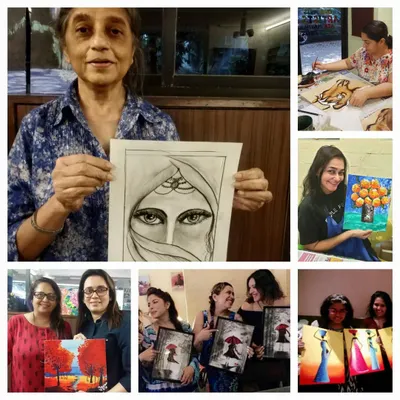 I believe every woman is an artist with a hidden talent waiting to be explored. This collage shows some of the amazing women who have joined my classes, many for the first time, and discovered their creative side.