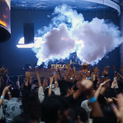 This is the view from my console at Shiloh. A packed dance floor, hands in the air, and CO2 cannons blasting. This is the peak energy I build towards in every set.