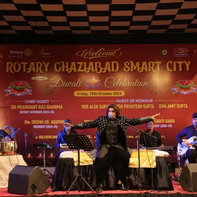 Performing for the Rotary Ghaziabad Smart City's Diwali Celebration. It was a pleasure to perform for such a high-profile and appreciative audience. This image shows our full band setup for a corporate event.