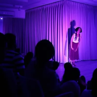 A moment of gratitude on stage. My journey has been shaped by wonderful mentors who have guided me from online classes to being part of a full production process.