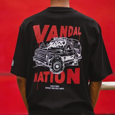 The 'Vandal Nation' T-shirt, a design dedicated to the culture. This shows the back print, featuring a custom illustration with my tag.