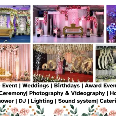 This collage showcases the breadth of my event management services. It highlights my work across various event types, including weddings, award ceremonies, and parties, demonstrating my capabilities in stage design, lighting, and overall event production.