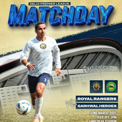 Matchday is here. This graphic announces our upcoming clash against Garhwal Heroes in the Delhi Premier League. The team is ready to bring the heat.