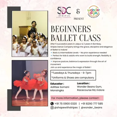 Our official announcement for the Beginners Ballet Class in partnership with Stripes Dance Company. This poster includes key details on our basic and intermediate levels, class schedules, and how to enroll your child.