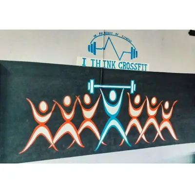 This mural for a CrossFit gym visualizes the power of community and strength. It's designed to motivate members and reinforce the "I Think CrossFit" mindset.