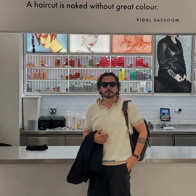 My London diary. Inside the iconic Vidal Sassoon academy, where the quote on the wall says it all: "A haircut is naked without great colour."
