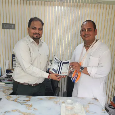 We were honored to receive an order from Prem Mandir in Vrindavan. Here I am with a representative after finalizing the project for accommodation cabins for their disciples and devotees.