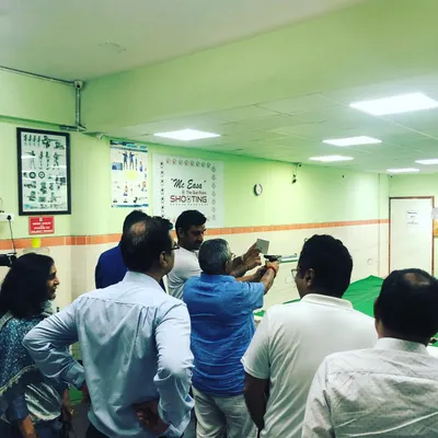 A wonderful visit from a team of Delhi judiciary judges. Here they are gathered for an introduction to the sport before their recreational shooting session begins.