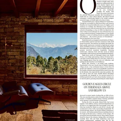 A quiet corner in our Shakti Prana lodge, where the window frames a perfect view of the Himalayan peaks. We designed the space with natural materials and comfortable furnishings to create a serene retreat for guests to connect with the majestic surroundings.