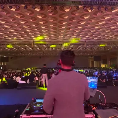 A view from the stage at the Jio Convention Centre in BKC. Performing for a massive corporate crowd, I ensure the energy is high and the music is perfectly tailored to the event's atmosphere.