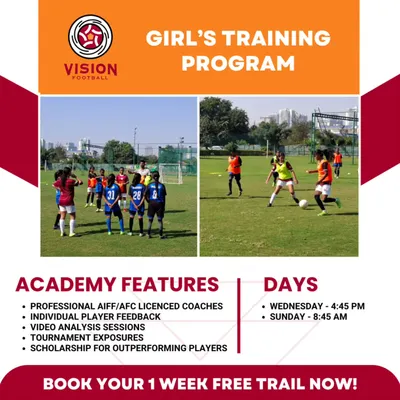 Your journey starts here. We offer a free one-week trial for our Girls' Training Program, featuring professional AIFF/AFC licensed coaches, video analysis, and tournament exposure.