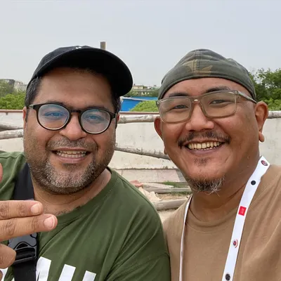 A selfie with my good friend and frequent collaborator, Su Real. We've worked on tracks and played countless gigs together over the years.
