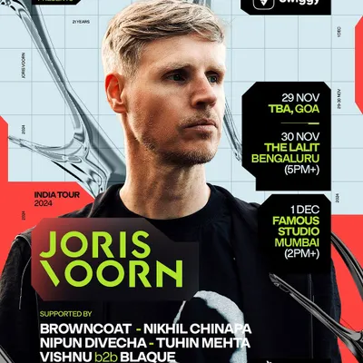 The official poster for the Joris Voorn India Tour, presented by Submerge. I was part of the support lineup for this techno and house music legend, a huge moment for me.