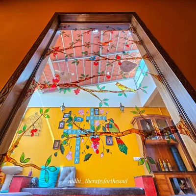 This custom glass painting was designed for a penthouse terrace window, bringing a flock of tropical birds indoors. It shows how art can be integrated directly into your home's architecture, creating a unique, light-filled feature.