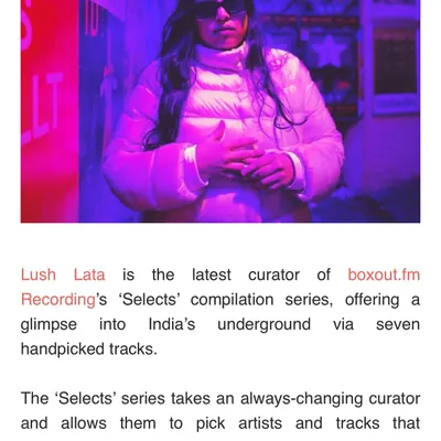 A huge thanks to Mixmag Asia for featuring the 'Lush Lata Selects' compilation. It's an honour to have my track 'CQB' mentioned and to be part of an article showcasing India's underground scene.