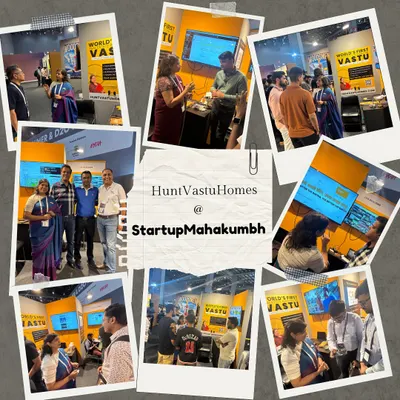 A collage of moments from the Startup Mahakumbh event. It was an honor to participate and share the vision behind HuntVastuHomes. This platform is a step towards making scientific Vastu accessible to everyone, helping people find homes that support their peace and prosperity.