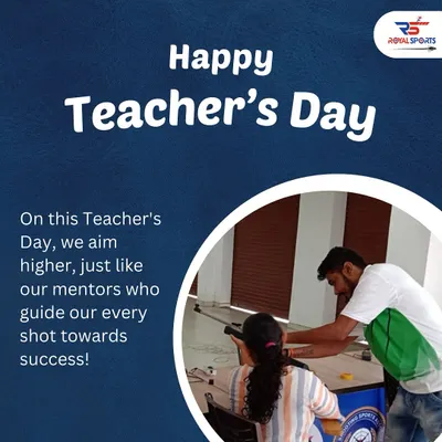 On Teacher's Day, we celebrate our mentors who guide every shot toward success. This image shows an instructor guiding a student, embodying our commitment to excellent coaching.