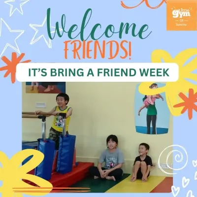 We believe in the power of friendship, which is why we host 'Bring a Friend Week'. This image shows children enjoying the gym together, capturing the welcoming and social atmosphere we cultivate. It’s a chance for members to share the fun with their best pals.