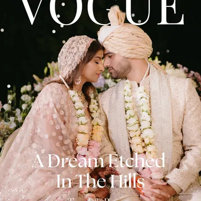 Our founder Taral and her husband Pranav on the digital cover of Vogue, from their wedding in Mussoorie. A dream etched in the hills, this feature celebrated a wedding that was both personal and a masterpiece of design.
