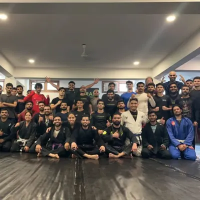 The whole gang, including actor Ali Fazal, after a great Jiu-Jitsu session. Even Guddu Bhaiya knows the importance of grappling.