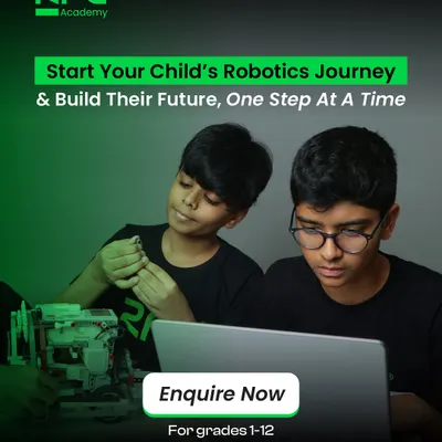 Start your child's robotics journey with us and build their future, one step at a time. Our courses are available for grades 1-12.