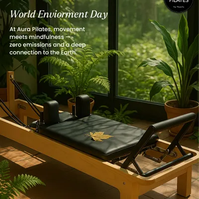 This World Environment Day, we celebrate that our equipment runs on your breath. No electricity, no emissions. Just conscious movement on our beautiful wooden Reformers, connecting you to both your body and the earth.