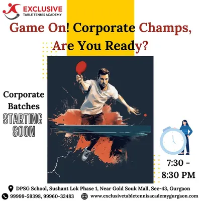 Game on for corporate champs. This graphic announces our special batches for working professionals, scheduled in the evening to fit a busy work life.