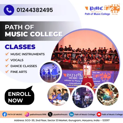 Explore your creative potential with our comprehensive arts programs. We offer expert instruction in musical instruments, vocal training, various dance forms, and fine arts for all ages. Enroll now to begin your journey at Path of Music College.