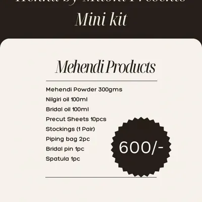 For all the aspiring artists and DIY lovers, here is my Mini Mehendi Kit. It includes everything I use myself: my signature henna powder, oils, cellophane sheets, and all the tools you need to start creating.