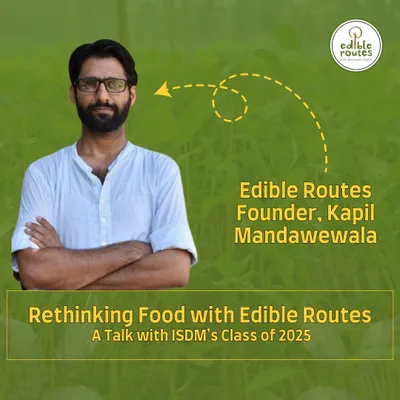 Here I am, Kapil Mandawewala, founder of Edible Routes. I recently had the opportunity to speak with students about my vision for a more sustainable food system and the importance of reconnecting with how our food is grown.