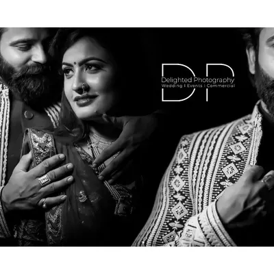 An artistic black and white collage of a couple. The close-up and composed shots create a moody, high-fashion feel for their wedding portraits.