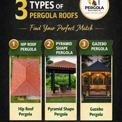 This graphic illustrates three popular roof styles we offer: the classic Hip Roof, the elegant Pyramid Shape, and the versatile Gazebo. We help you choose the perfect design to match your home's architecture and your personal style.
