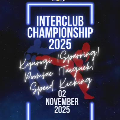 Get ready to compete. This is our announcement for the Kiran Taekwondo Art Interclub Championship. We provide platforms like this for all our students to test their skills in Kyurogi, Poomsae, and speed kicking.