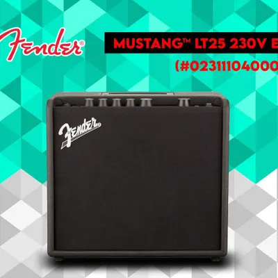 The Fender Mustang LT25, a versatile digital modeling amp for guitar. It's packed with presets covering a wide range of tones, making it a perfect practice amp for exploring different sounds.
